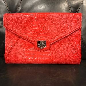 Orange-Red  faux Snakeskin Purse